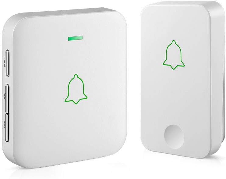 No Battery Required Door Bell, AVANTEK Wireless Doorbell with 1 Battery-Free Button and 1 Plug-in Receiver, IPX7 Waterpoof and Dustproof, 52 Melodies, 5 Volume Levels and CD Quality Sound