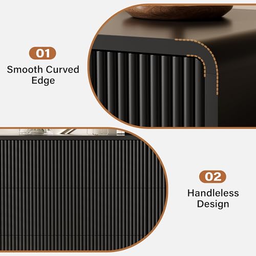Image of Furniway Black 6 Drawer Dresser for Bedroom, 55.1 inch Wide Chest of Drawers