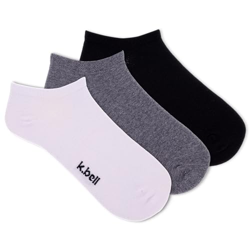 K. Bell Men's Flex Fit Cotton No Show Socks-3 Pairs-Soft, Stretchy, Sustainable Casual Essentials