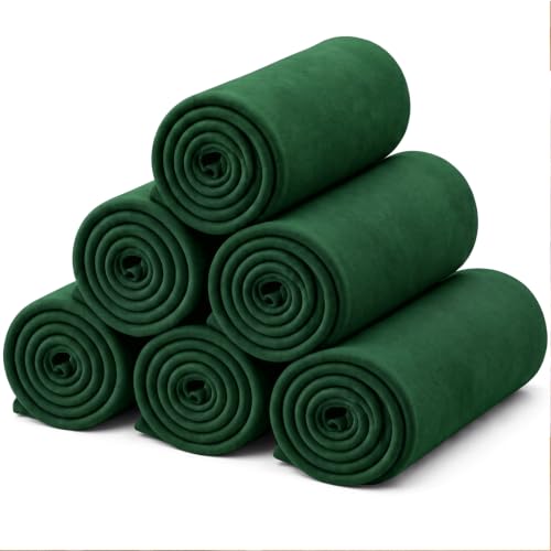Newwiee 6 Pcs Bulk Fleece Throw Blankets 50x60 Inch, Dark Green