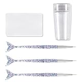 5 Pcs Silicone Nail Stamper Clear Silicone Jelly Stamper with Scraper Nail Art Brushes Transparent S