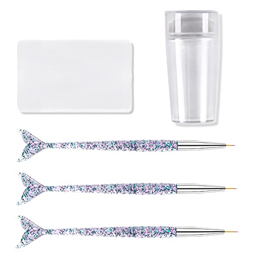 5 Pcs Silicone Nail Stamper Clear Silicone Jelly Stamper With Scraper Nail Art Brushes Transparent Set For French Tip Nails Art Design Manicure Tools #TOP24