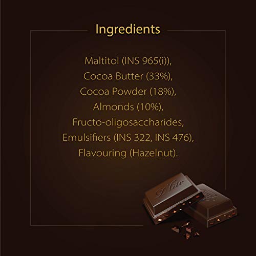 Image of Sugar Free D'lite Hazelnut & Almonds Dark Chocolate Bar, 40g (Pack of 3)