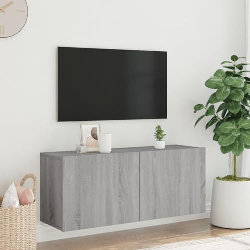 Soporte de TV de pared gris Sonoma de 100 cm para zonas multimedia 4