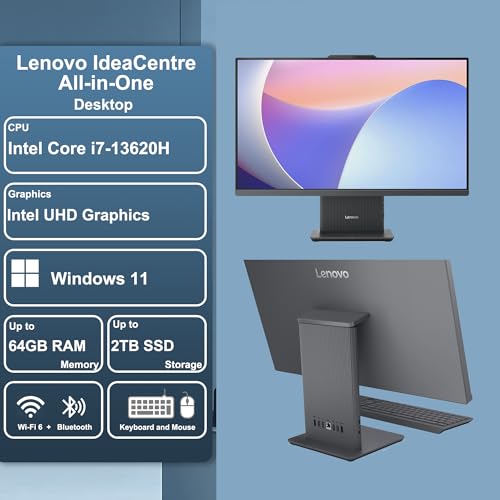 Image of Lenovo IdeaCentre AIO Desktop 27 inch FHD IPS Touchscreen (99% sRGB) Intel 10-core i7-13620H (Beats Ultra 9 185H) 16GB RAM 1TB SSD Type-C Harman Speaker Wi-Fi6 5MP Camera Win11 ICP Hub
