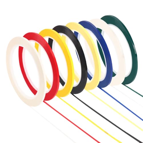 TRKETK 8 Piezas Cinta Adhesiva para Pizarra Blanca Marcador de Cuadrícula 3 mm Cinta Gráfica de Pizarra Blanca Autoadhesiva Tiras Adhesivas Coloridas para Escuela Oficina y Hogar