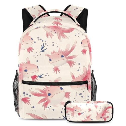 Sac à dos axolotl rose résistant pour éviter les affaires perdues