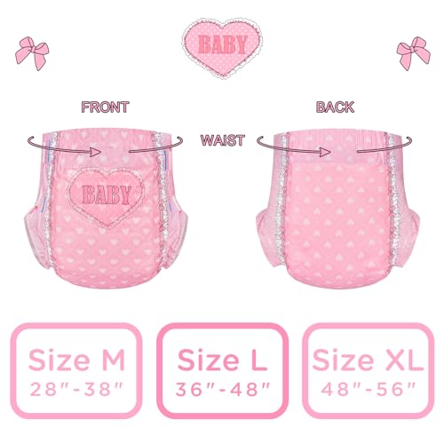 Image of Littleforbig Printed Adult Brief Diapers 10 Pieces - Blushing Baby Pink(XL)