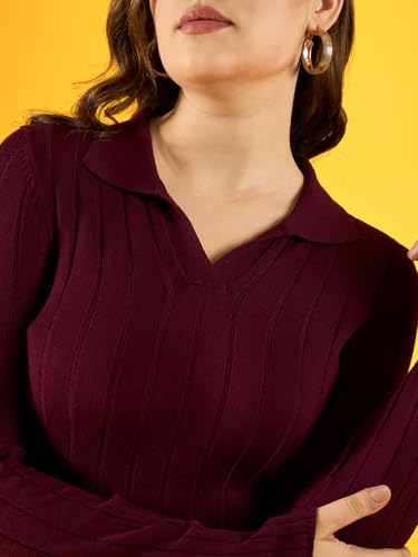 Image of 98 Degree Women Pure Cotton Collar Neck Sweater Has A Full Sleeve & Straight Hem-AW25AZG1154-BLACK