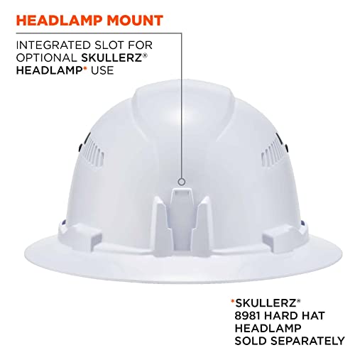 Vented Hard Hat , Full Brim Style, Ratchet Suspension, Class C, Ergodyne Skullerz 8973,White #TOP1