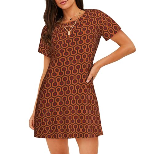 Chemise de nuit à manches courtes femme imprimé brillant coton d'été