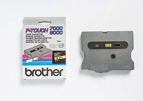 Brother TX611 sur jaune Rouleau 0 6 cm x 15 2 1 cassette ruban laminé - vue 2