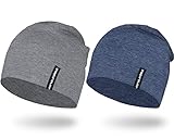 EMPIRELION 9 multifunktionale leichte Running Beanie-Mützen Skull Cap Radsport-Kappen Helmfutter Helm Unterziehmütze Schlaf Kappen für Damen Herren （Mitte grau Mel.+Stahlblau Mel.）