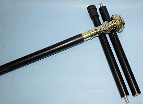 Fynjrex Travelers Compass Gentleman's Walking Stick, 36 Inch, Brass Handle And Hardwood Cane, Victorian Handle Designer Antique Wooden Compass Handle Walking Stick Vintage Cane | Brass Compass #TOP2