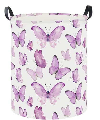 Image of 19.7 inch Laundry Basket,Dirty Clothes Hamper,Waterproof Storage Bin,Room Decor(Fluttering Butterfly)