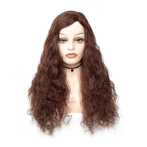 Perruque avec frange pour dissimuler la perte de cheveux avec de longs cheveux ondulés frisés