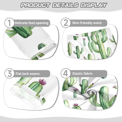 Cactus Girls' Leggings Toddler Doodles White Kids Yoga Pants Dance Active Tights 4T3