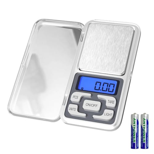 Newaner Peso de Cocina Digital de Acero Inoxidable, Bascula de Cocina con Función Tara y Pantalla LCD, Báscula de Cocina, Balanza Cocina Digital de Alta Precisión 500g/0.01g, para Cocinar, Hornear