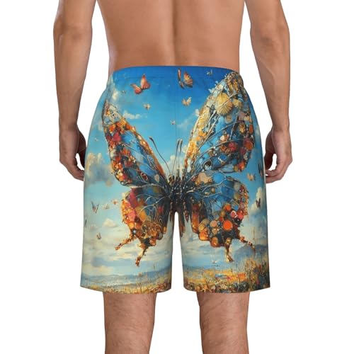 Dragonflies Men's Beach Pants-Quick-Dry & Comfortable Mens Beach Shorts for Men, Perfect for Surfing and Everyday Wear White3