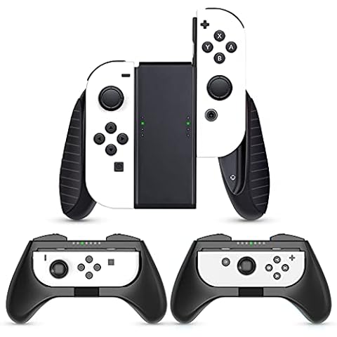HEYSTOP Grip Compatible with Nintendo Switch OLED/Nintendo Switch JoyCon 3 Pack, Wear Resistant Game Switch Controller Handle Case Kit for Nintendo Switch Joy Con, Black Cover