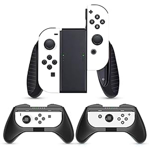 Grip Compatible with Nintendo Switch/Switch OLED Joy-Con, 3 Pack, Wear Resistant Game Switch Controller Handle Case Kit for Nintendo Switch Joy Con, Black