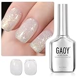 GAOY Shimmer Gel Nail Polish, 16ml Translucent Jelly Glitter Gel Polish, Soak Off UV Light Cure for Nail Art DIY at Home, 1609 Milky White