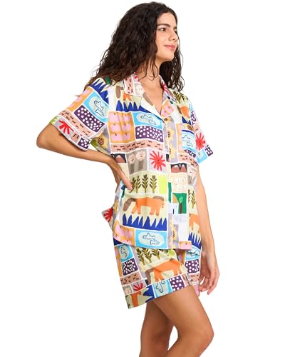 Image of YiNi LuLu Womens Silk Satin Shorts Pajamas Set Button Down 2 Piece Pjs Short Sleeve Oversized Sleepwear with Pockets