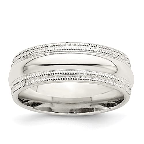 Diamond2Deal Sterling Silver 7mm Comfort Fit Double Milgrain Engagement Wedding Band Ring Size 10.5