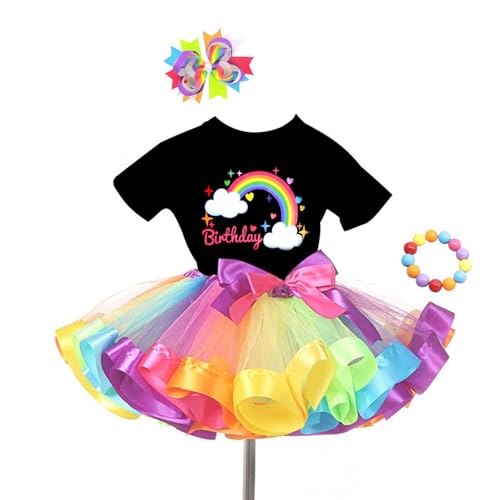 Lazos para el pelo con pulsera y falda tutú arcoíris sin rozaduras 1