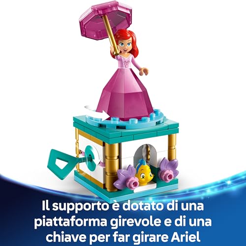 | Disney Princess Ariel Ballerina - Trottola Giocattolo con Mini Bambolina, Figura di Flounder e Accessori come un Diamante e una Chiave - Idea Regalo per Bambine da 5 Anni in su - 43259 - Lego - Immagine 4