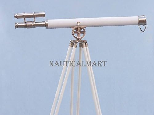 Nauticalmart Floor Standing Brushed Nickel With White Leather Griffith Astro Telescope 65"