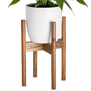 Ayria Modern Wooden Plant Stand, Acacia Wood, Adjustable Width Up To 30 cm, Suitable for Indoor & Outdoor Use – Excluding Plant Pot