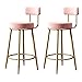 LZY Set mit 2 runden Barhockern, Samtbarstühlen mit Rückenlehne, goldenen Metallbeinen, Barhockern für die Frühstückstheke in der Küche Hochhocker Esszimmerstuhl,Rosa,High:65CM