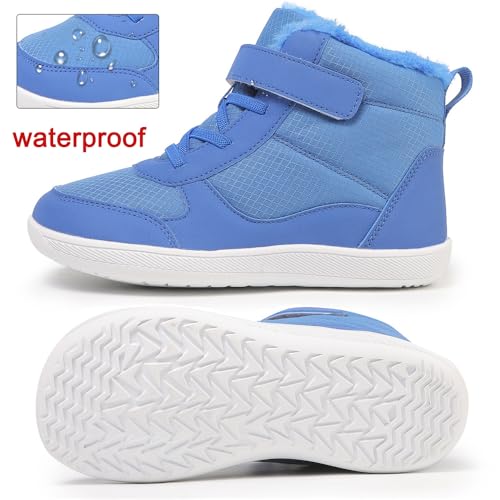 Winter Warm Children's Snow Boots Wide Toe Barefoot Snow Boots Girl Boy Outdoor Casual Shoes Toddler/Little/Big Kids Winter Shoe (D2506-blue, Toddler, 2, Digital, US Shoe System, Wide Leg Pants)3