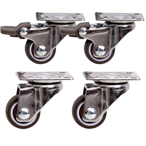 Jolan Furniture Casters with Brakes,360° Rotation,Rubber Flat Wheels,Rust-Proof,Swivel Casters,Waterproof,Small Transport Casters.,2 Brakes + 2 no Brakes,25mm