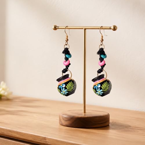 Image of Handcrafted Boho & Tribal Earrings for Women - Wooden, Brass & Terracotta Statement Designs in Drop, Hoop, Loop & Dangle Styles