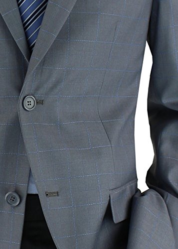 Marzzotti Rossi Modern Fit Men's Suit Jacket Side Vents Two Button Blazer (42 Short US / 52 Short EU, Gray)4