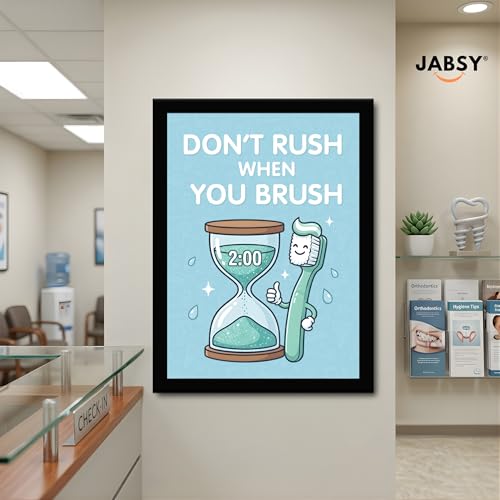 Image of JABSY Dentist Dental Gift Quote Frame Doctor Hospital Health Medical Wall Decor Poster Framed Gift (12X9 Inch Frame) Floss