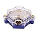 Rayne's World Blue 3 Way Power Distribution Block 0-4 Gauge in 4-10 Gauge Out for Audio Wiring in Cars, Boats, Campers | for use with Ground or Power Wires