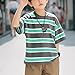 Girls Boys Striped Shirt Toddler Kids Fashion Summer Cotton Oversized Tops Tween Casual Crewneck (Green, 3-4 Years)