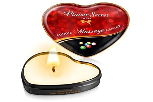 Plaisirs Secrets Mini Bougie de Massage Bubble Gum Boîte Cœur 35 ml