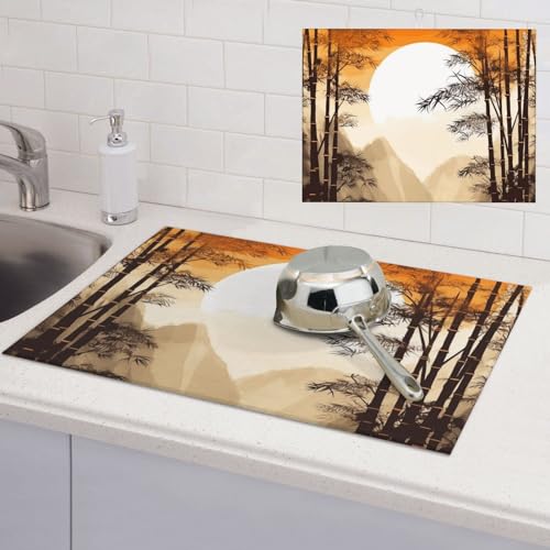 Bamboo Trees ���悯�����}�b�g L�T�C�Y 18�C���` x 61cm �H�퐅�؂�}�b�g �L�b�`���J�E���^�[�p ���z���� ���� �R�[�q�[�}�b�g �f�B�b�V�����b�N�p�b�h�A���b�N�e�[�u���E�F�A�}�b�g