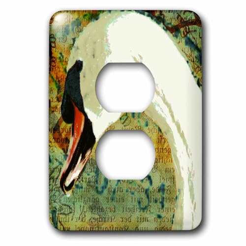 Art numérique cygne plaque 2 prises 3dRose, idée cadeau créative pour la maison