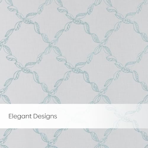 Image of haus & kinder Curtains 7 feet Long | Embroidery Sheer Curtains 7 Feet Long Pack of 1 | Door Curtains 7 feet Light-Filtering & Breathable Sheer Curtains (Serene Tendrils Aqua, 114x213cm)