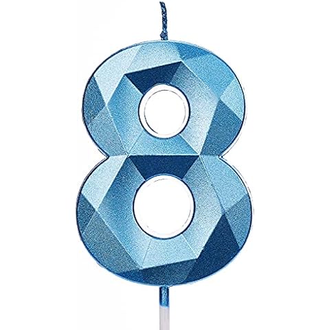 PartyWoo Birthday Candles, 2.8 inch Number Candles, Number 8 Candle, Blue Candles, Birthday Candles for Cake, Happy Birthday Candle, Cake Candles Cake Topper, Party Decorations (Number 8) Cover