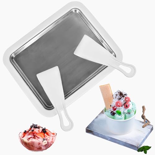 Horuili DIY Eiscreme Maschine - Edelstahl Eisrolle Mit 2 Spateln