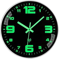 ACCSHINE Leuchtend Wanduhr Funkuhr Wanduhr Ohne Tickgeräusche Lautlos 25cm Quarz Modern Groß Batterie Wanduhr Einfach zu Lesen für Zimmer Zuhause KüChe Schlafzimmer Büro Schule (Leuchtend Wanduhr-A)