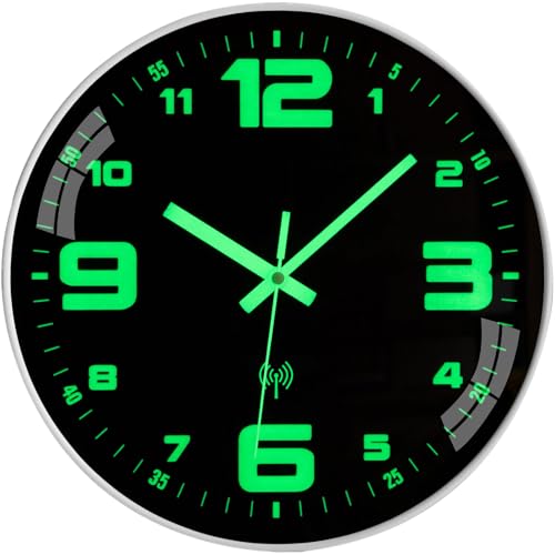 ACCSHINE Horloge Murale Radio pilotée (Horloge Murale Lumineuse, 30 cm)