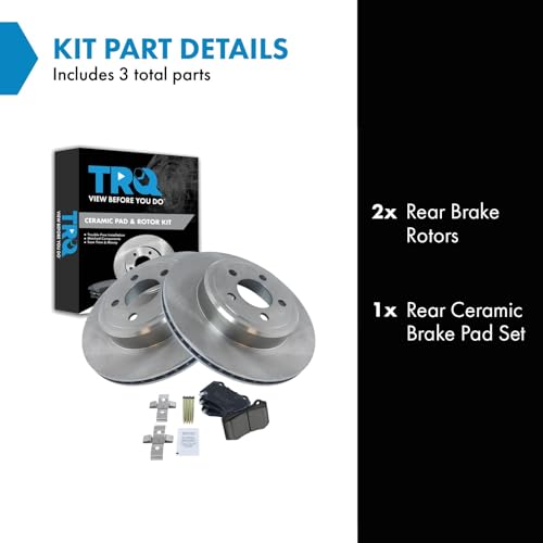Image of TRQ Rear Brake Pad and Rotor Set Ceramic Vented Rotors Compatible with 2011 2017-2018 Dodge Challenger 2017-2018 Charger