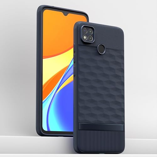 Image of Pikkme Back Cover for Poco C31, Mi Redmi 10A / 10A Sport, Redmi 9 / Redmi 9 Activ / 9C Camera Protection 3D Hexa Cube Design Silicone Protective Bumper Case (Blue)